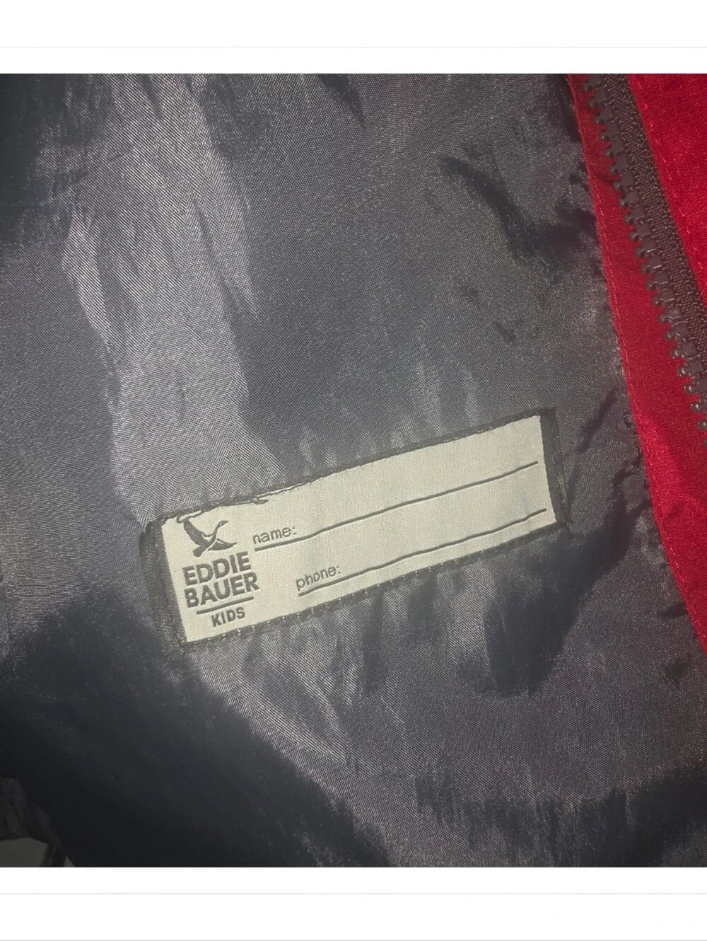 Eddie Bauer Kids Hooded Jacket Red Gray Dual Zip Water‑Resistant L 14/16